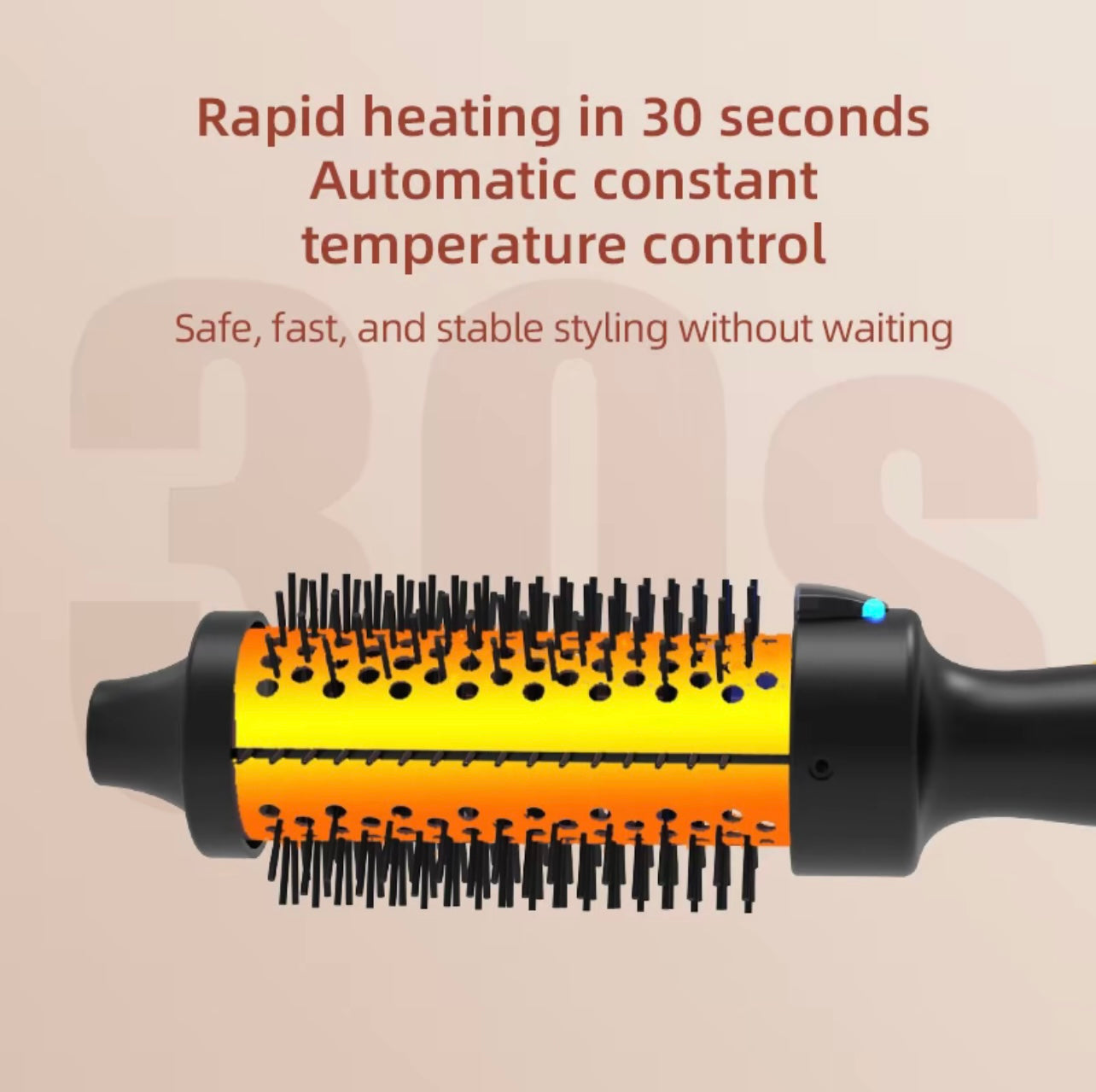 Thermal ionic Brush 32mm, Heated Round Brush 3 in 1 Hot Comb