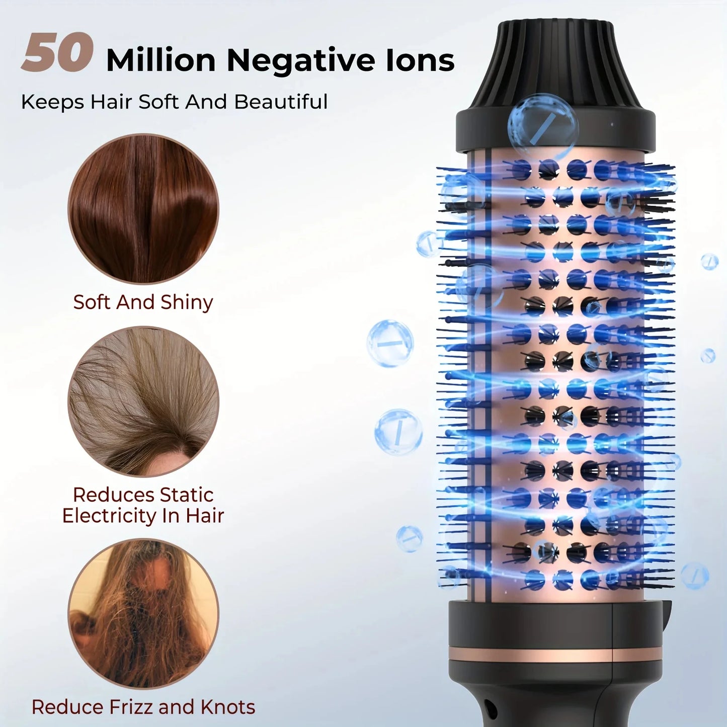 Thermal ionic Brush 32mm, Heated Round Brush 3 in 1 Hot Comb