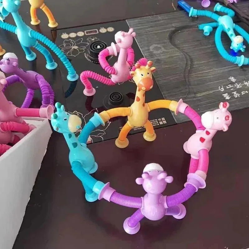4 Pack of Sensory Telescopic Suction Cup Giraffes