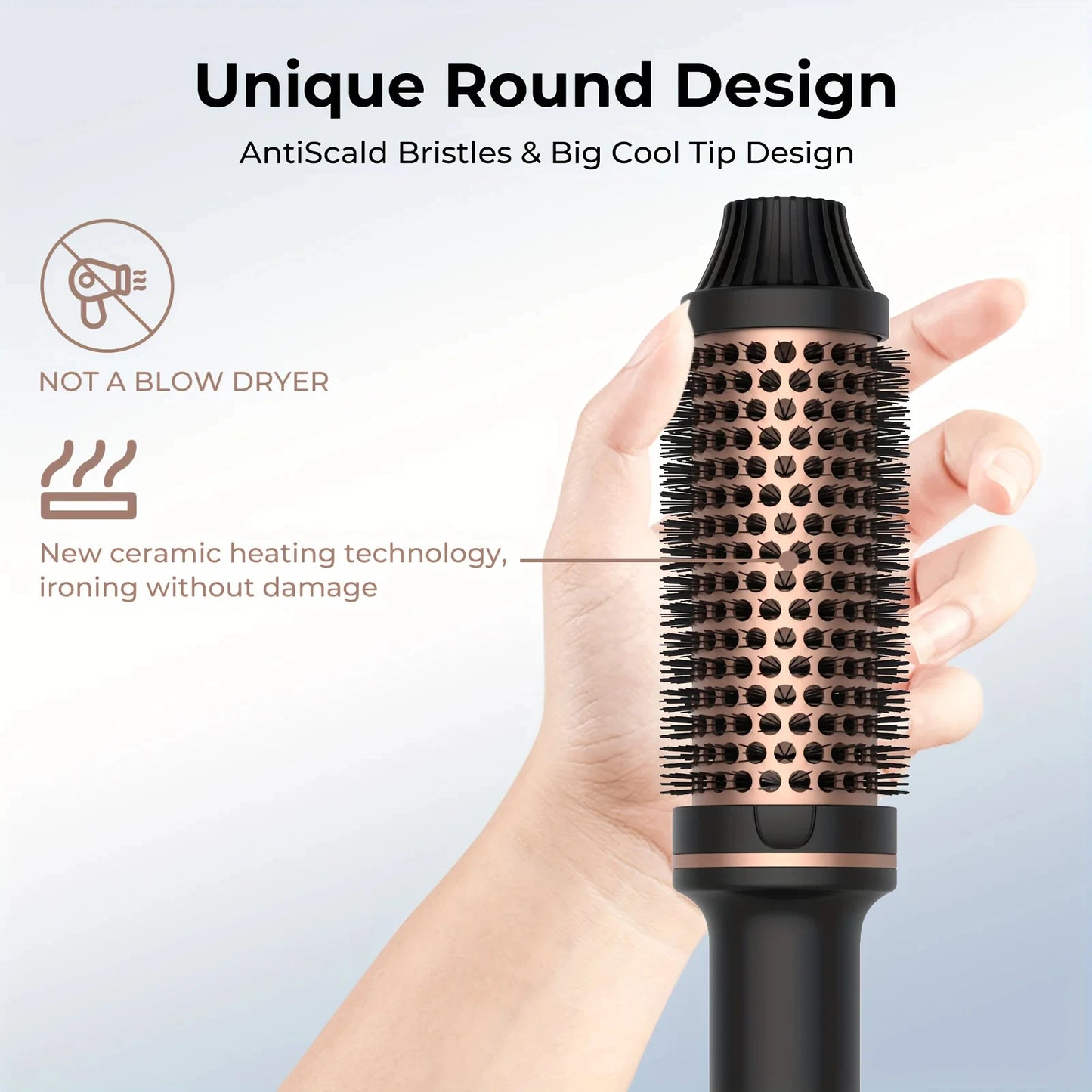Thermal ionic Brush 32mm, Heated Round Brush 3 in 1 Hot Comb