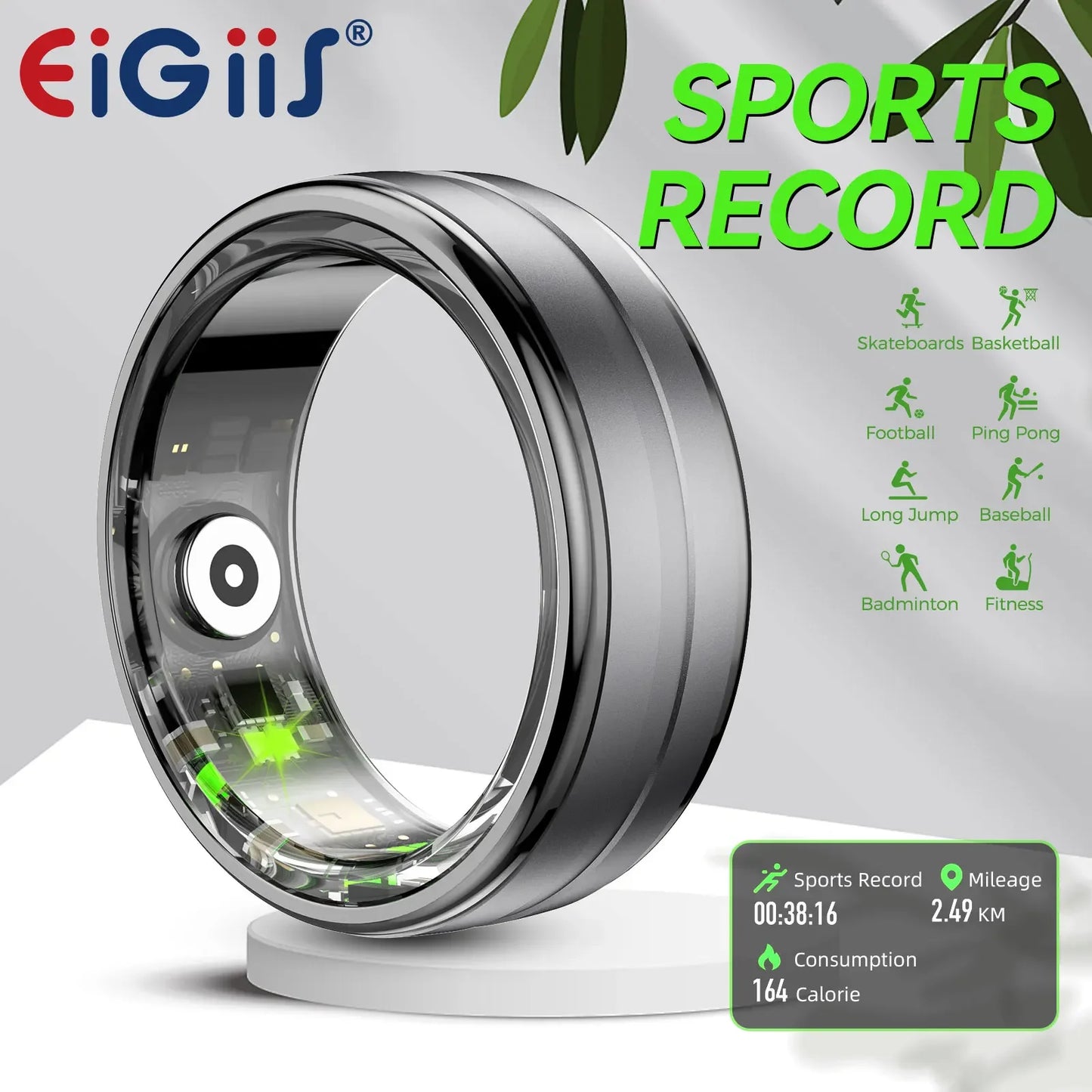Smart Ring for Heart Rate and Blood Oxygen Monitor (Waterproof)