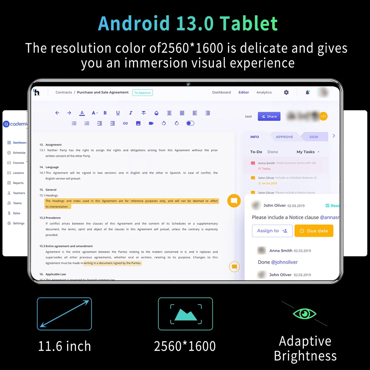 2024 Tablet 11.6 inch HD 4K 16GB+1T 12000mAh