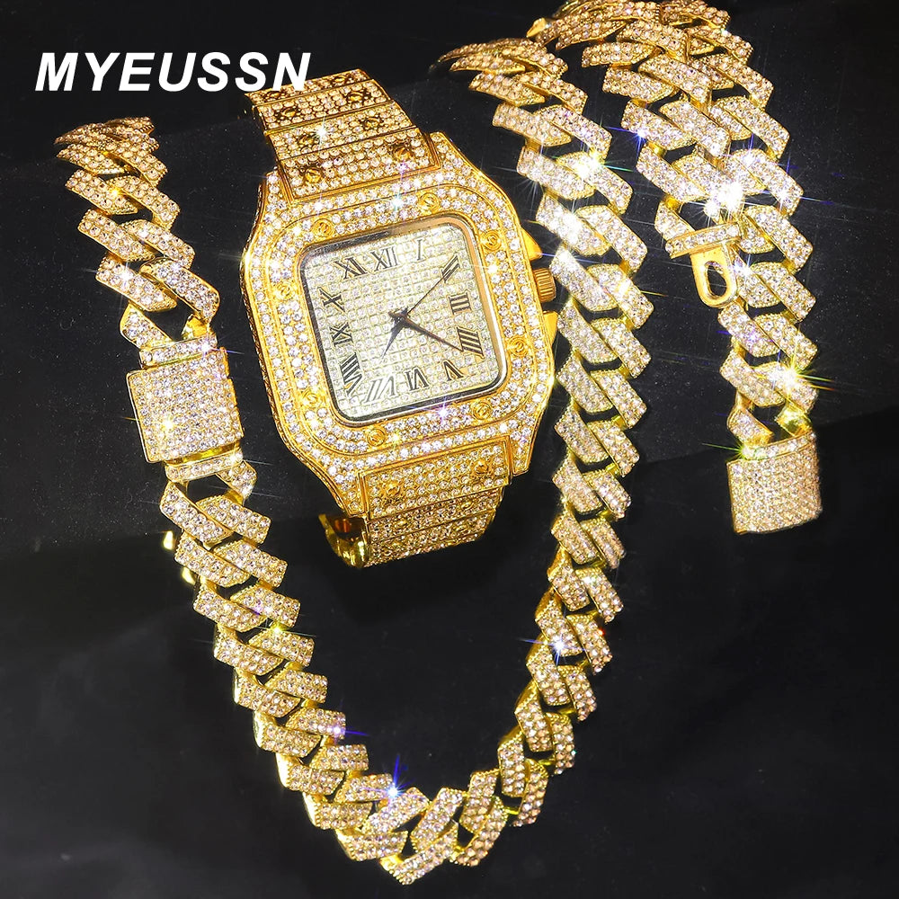 Cuban Chain with Watch+Bracelet
