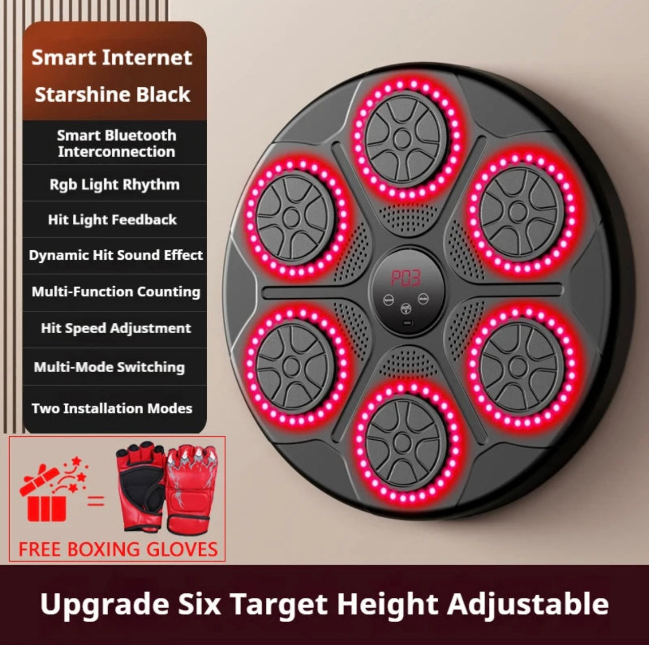 New Music Boxing Machine Smart Bluetooth (for Kids & Adults) + FREE boxing gloves!