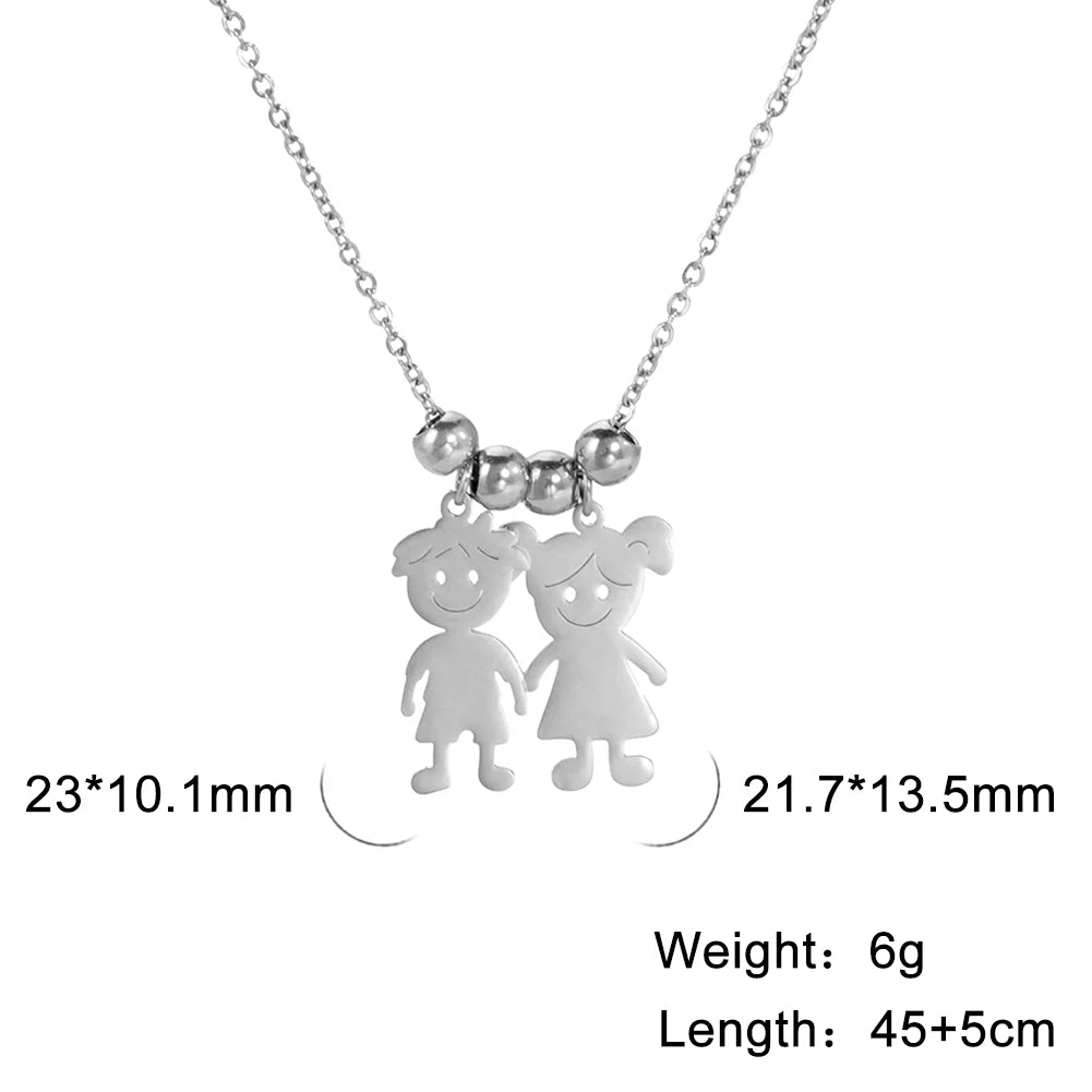 Personalized Boy Girl Necklace Custom Chain Engrave Name Mother Kid Family