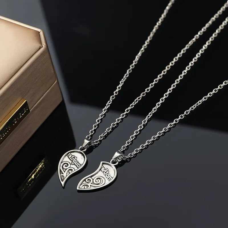 2pcs Antique Silver-plated Necklace for Mother & Daughter