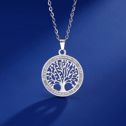 Clear Zircon Tree of Life Necklace