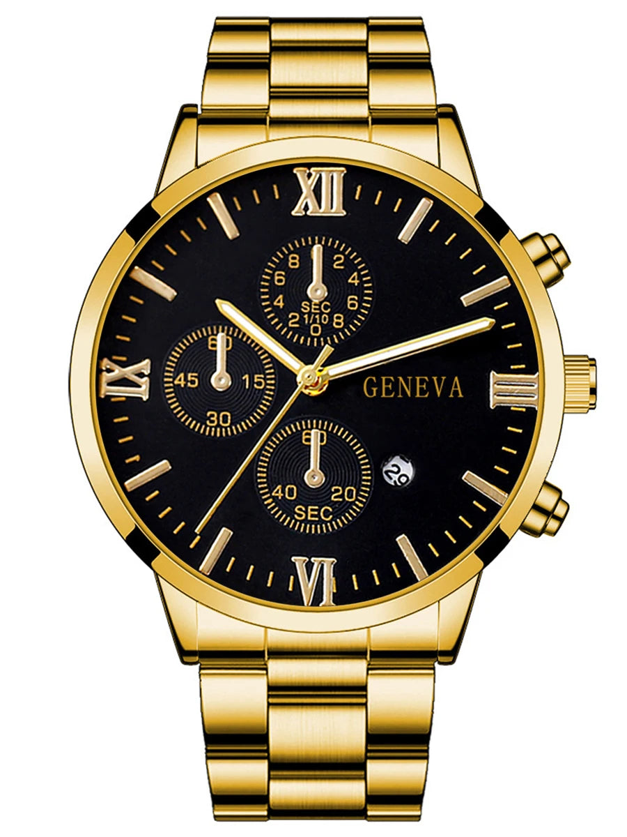 4pcs Watch, Bracelet, Chain and ring set