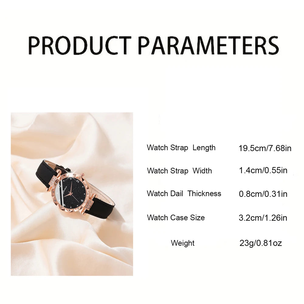 Womens Watch Gift set 5Pcs Set Luxury Rhinestone