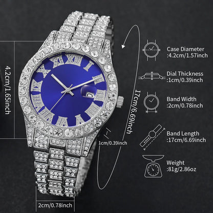 Quartz wrist watch and Cuban bracelet