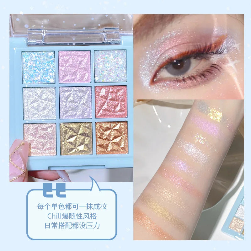 Snowflake Glitter Pearl Nine Color Eyeshadow Palette