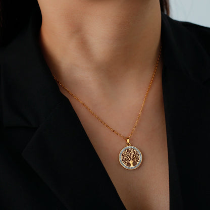 Clear Zircon Tree of Life Necklace