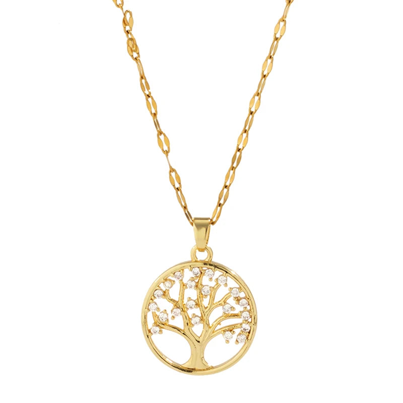 Rhinestone Tree of Life Pendant Necklace l