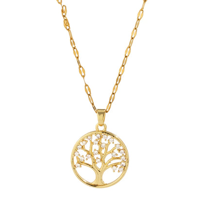 Rhinestone Tree of Life Pendant Necklace l