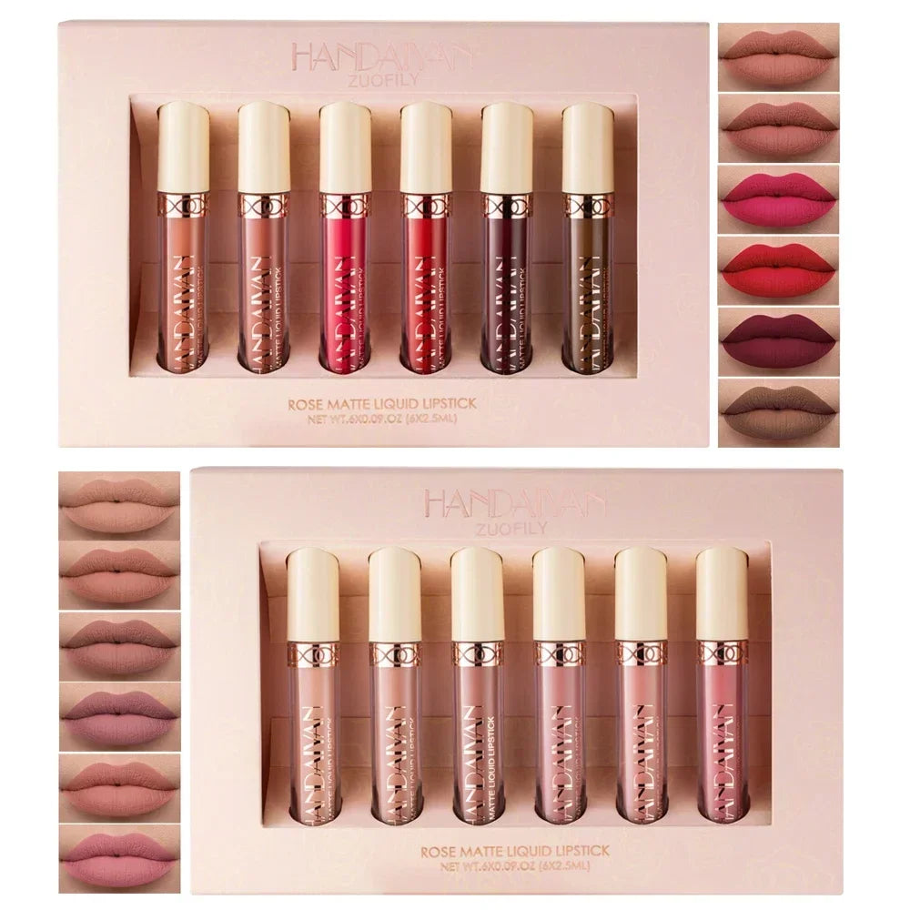 6PC/Set Matte Velvet Lip Gloss Waterproof Long-lasting
