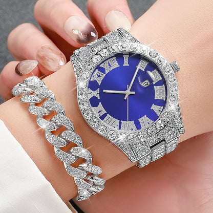 Quartz wrist watch and Cuban bracelet