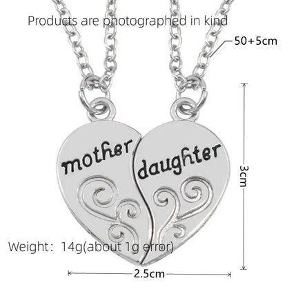 2pcs Antique Silver-plated Necklace for Mother & Daughter