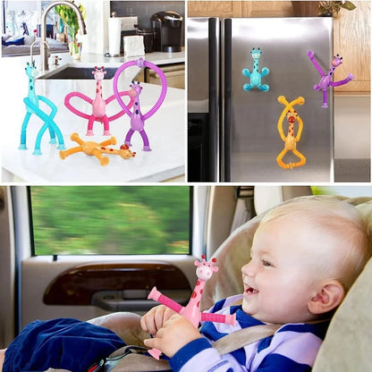 4 Pack of Sensory Telescopic Suction Cup Giraffes