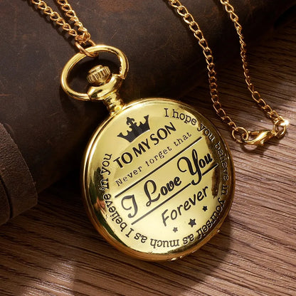 Roman Numerals Quartz Pocket Watch Pendant Clock Chain