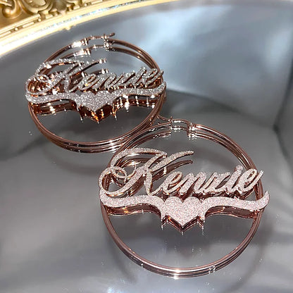 Personalized Custom Frosting Name Heart Drop Earrings