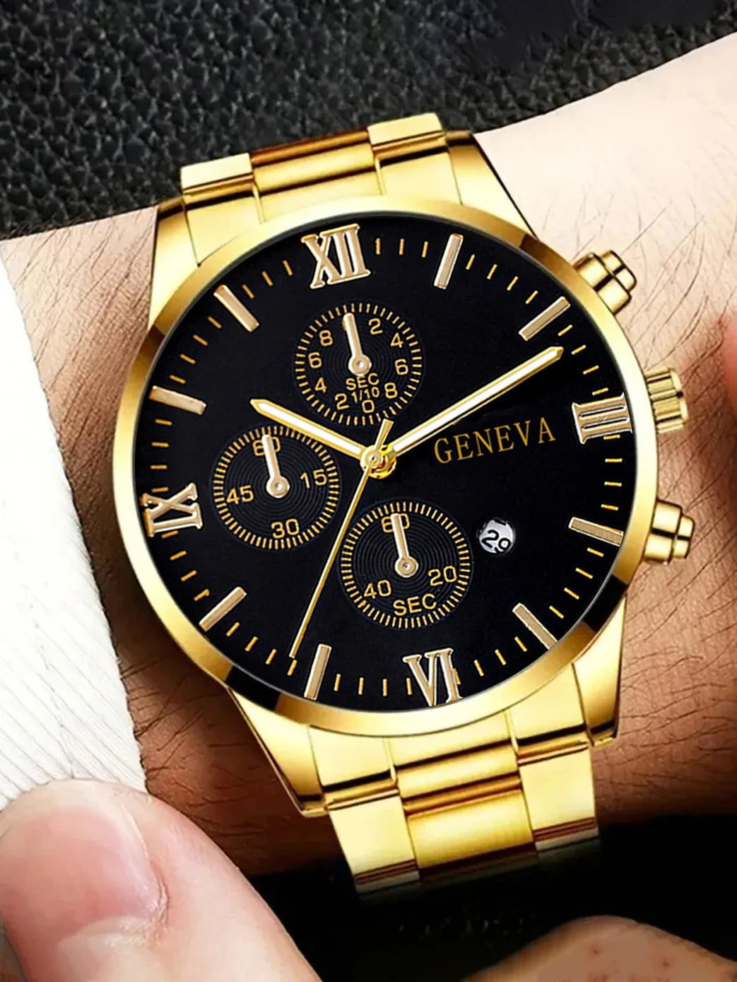 4pcs Watch, Bracelet, Chain and ring set