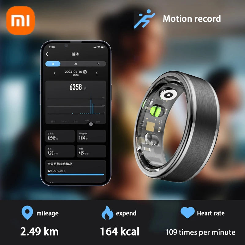 NEW Smart Ring With Charging Case Health Monitor Sleep Distance Calories IP68&5ATM Waterproof Multi-sport