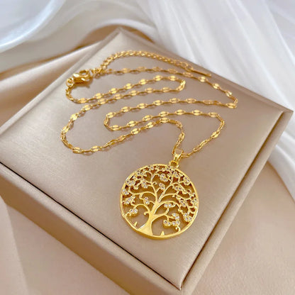Rhinestone Tree of Life Pendant Necklace l