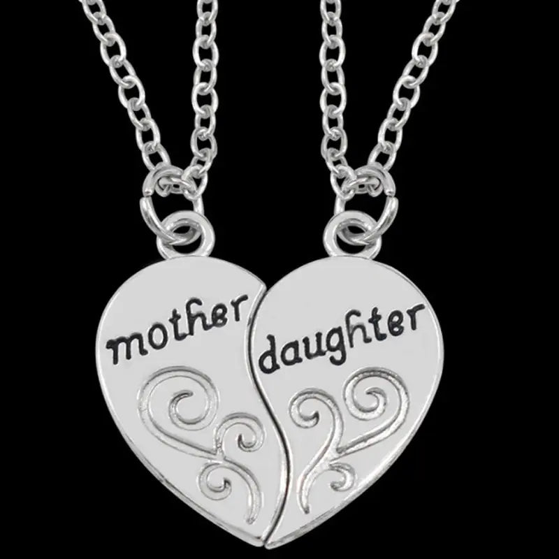 2pcs Antique Silver-plated Necklace for Mother & Daughter