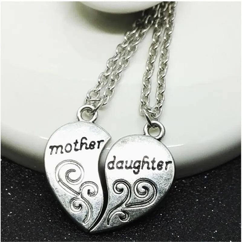 2pcs Antique Silver-plated Necklace for Mother & Daughter