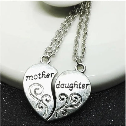 2pcs Antique Silver-plated Necklace for Mother & Daughter