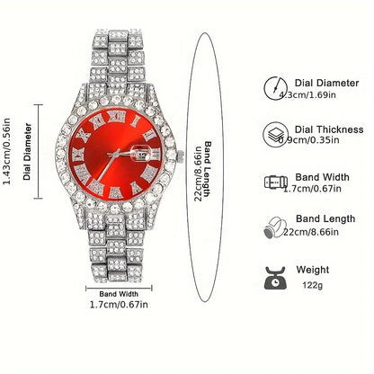 4pcs Cuban Chain, Watch, Necklace & bracelet Set