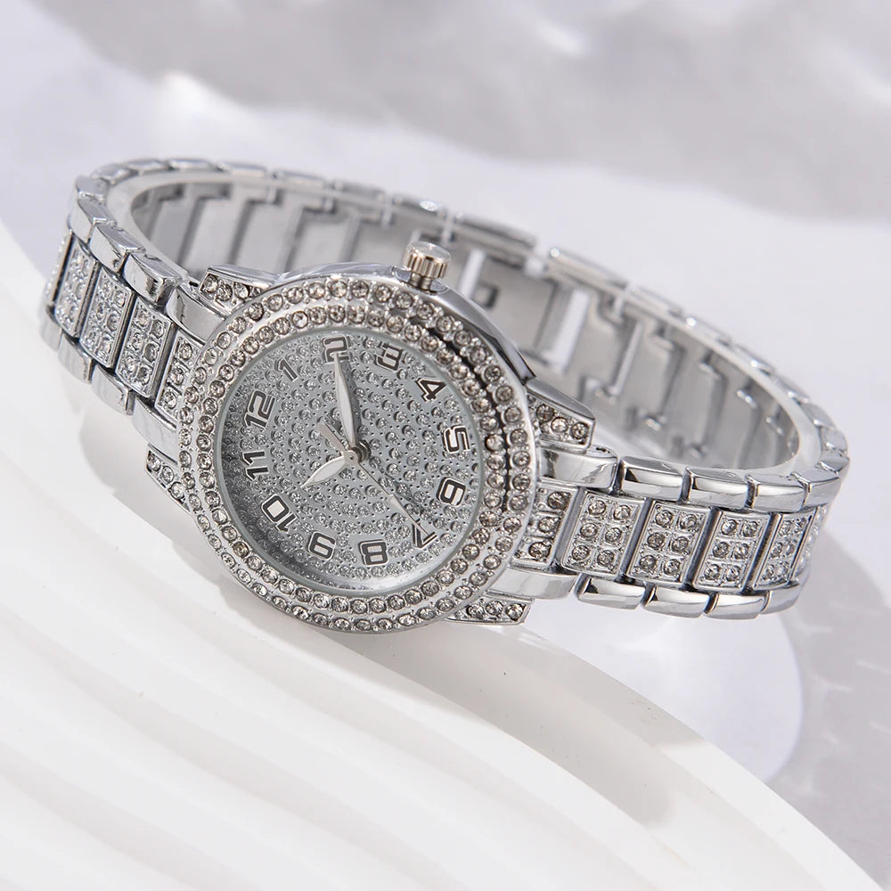 6PCS Crystal Quartz Womens Watch Luxury Gift Set