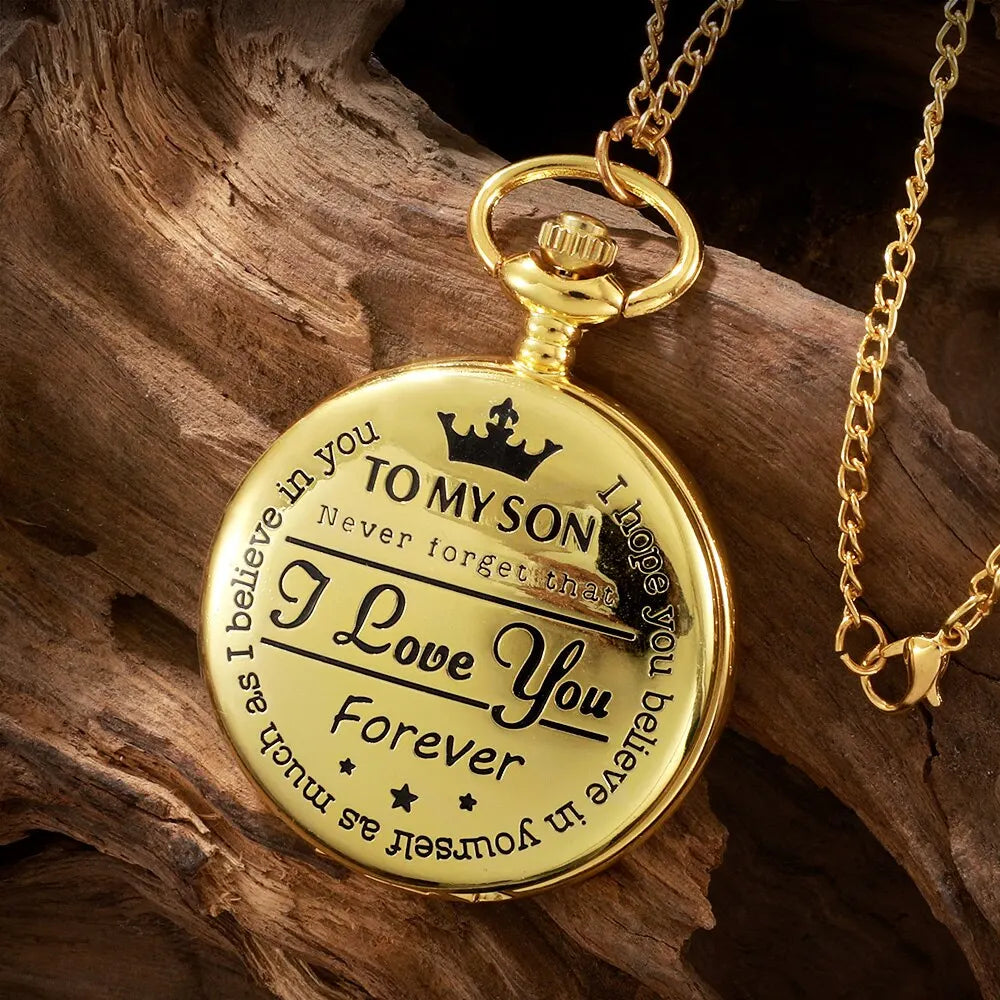 Roman Numerals Quartz Pocket Watch Pendant Clock Chain
