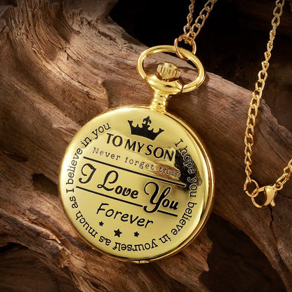 Roman Numerals Quartz Pocket Watch Pendant Clock Chain