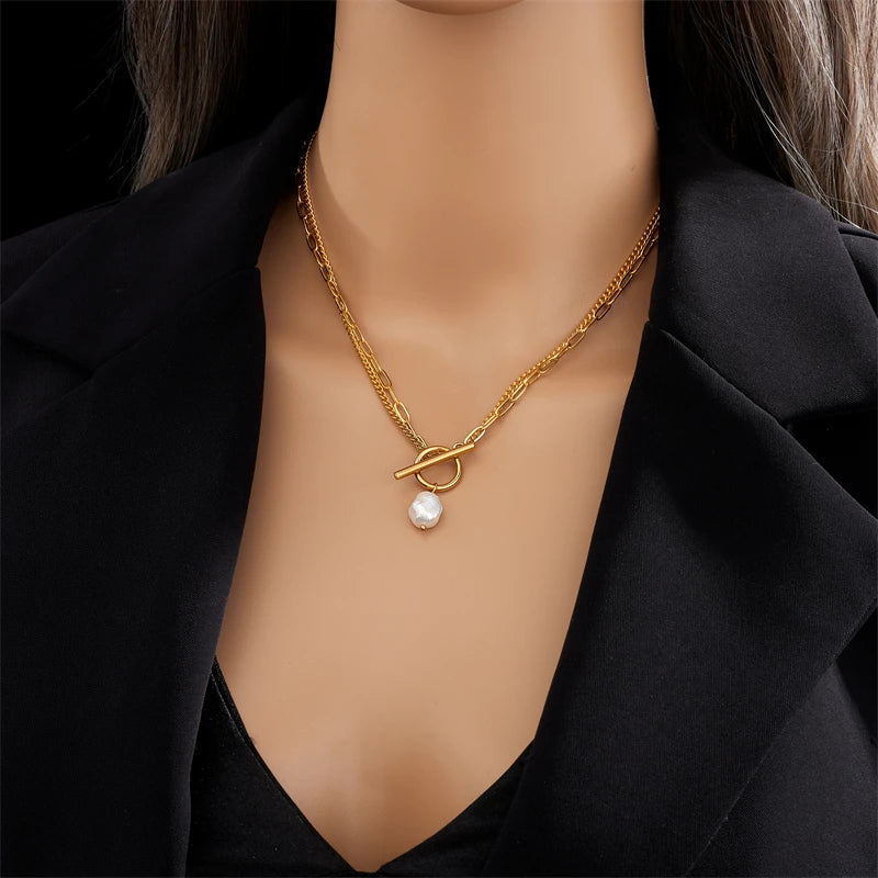 Large Pearl Pendant Necklace