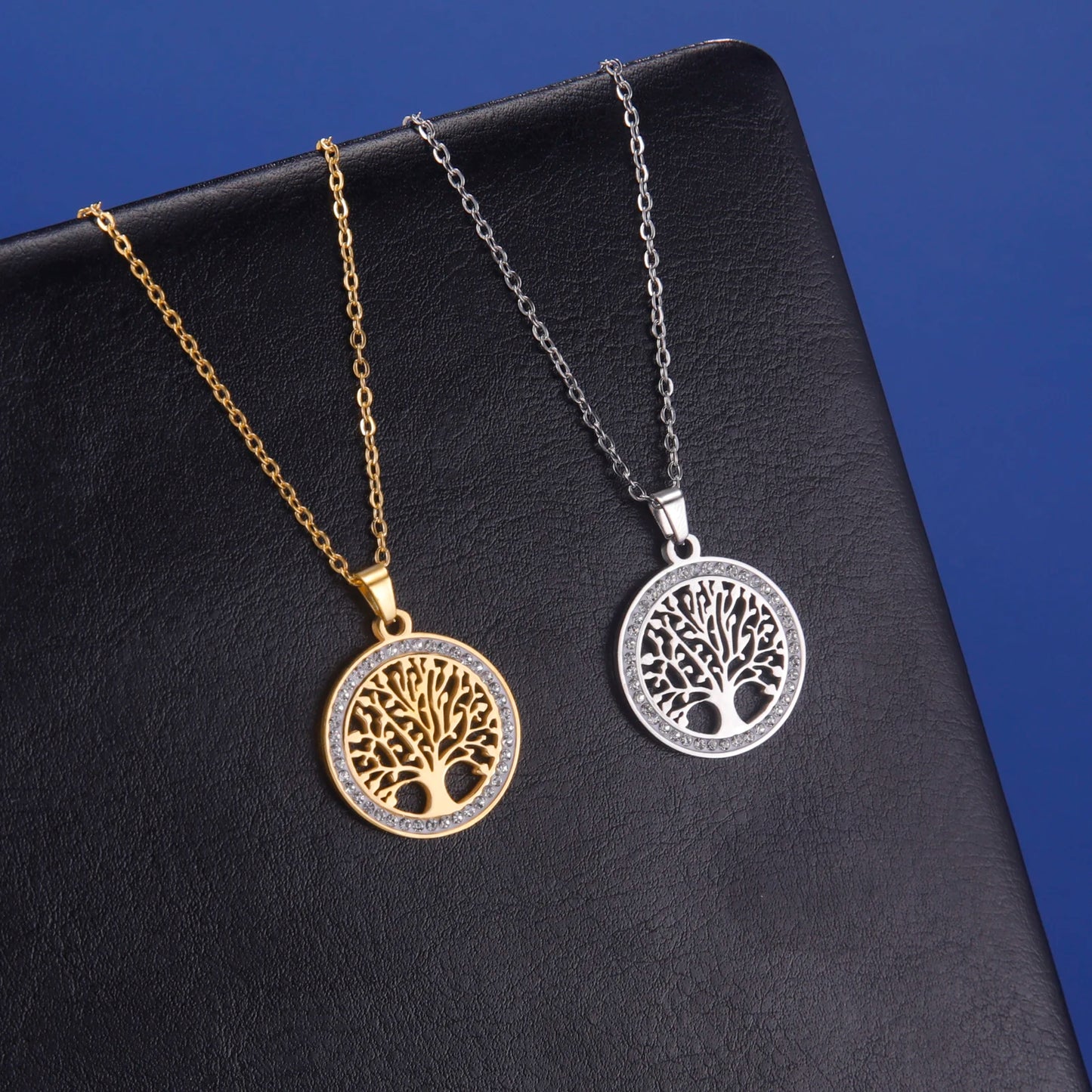 Clear Zircon Tree of Life Necklace