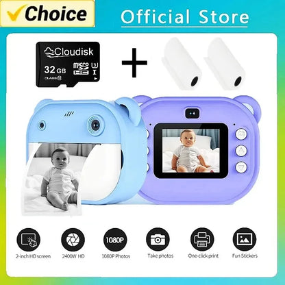 Children Digital Camera Instant Print for + 32G Memory Card