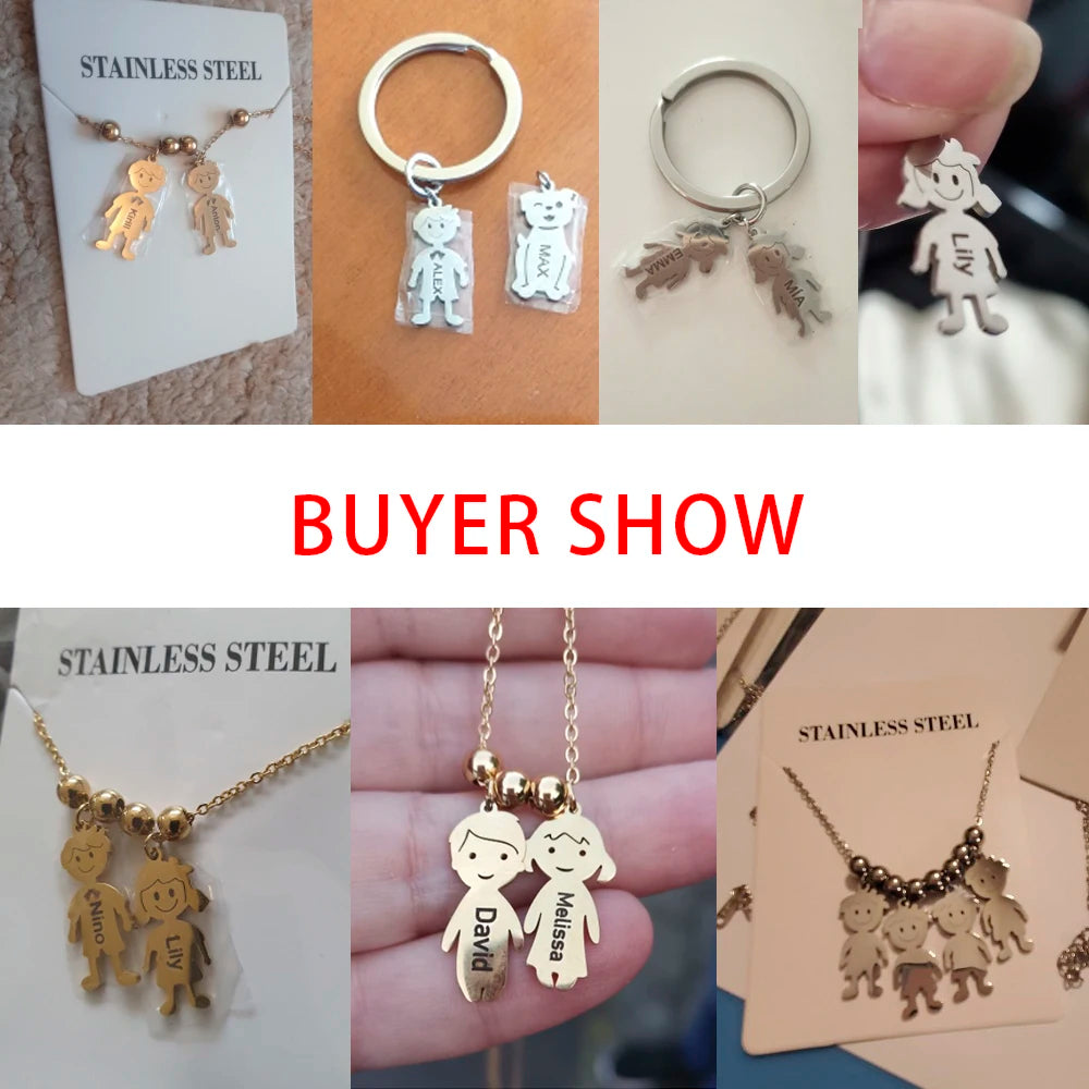 Personalized Boy Girl Necklace Custom Chain Engrave Name Mother Kid Family