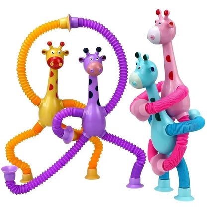 4 Pack of Sensory Telescopic Suction Cup Giraffes