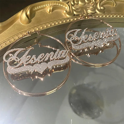 Personalized Custom Frosting Name Heart Drop Earrings