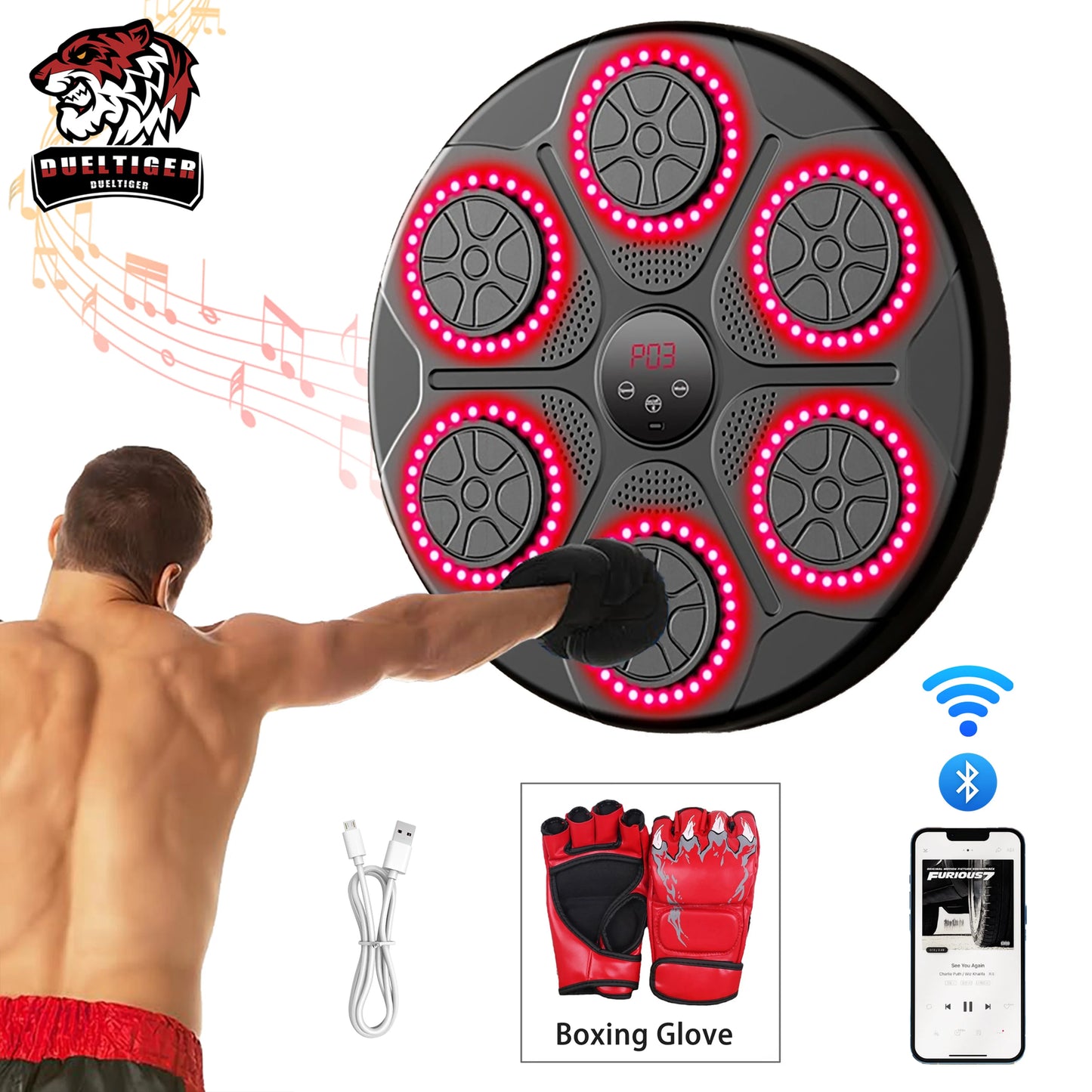 New Music Boxing Machine Smart Bluetooth (for Kids & Adults) + FREE boxing gloves!
