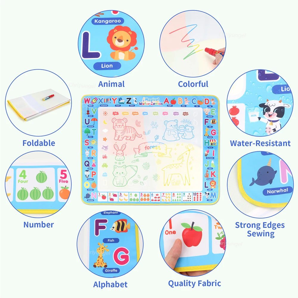 Montessori Magic Water Drawing Mat with Reusable Magic Pens