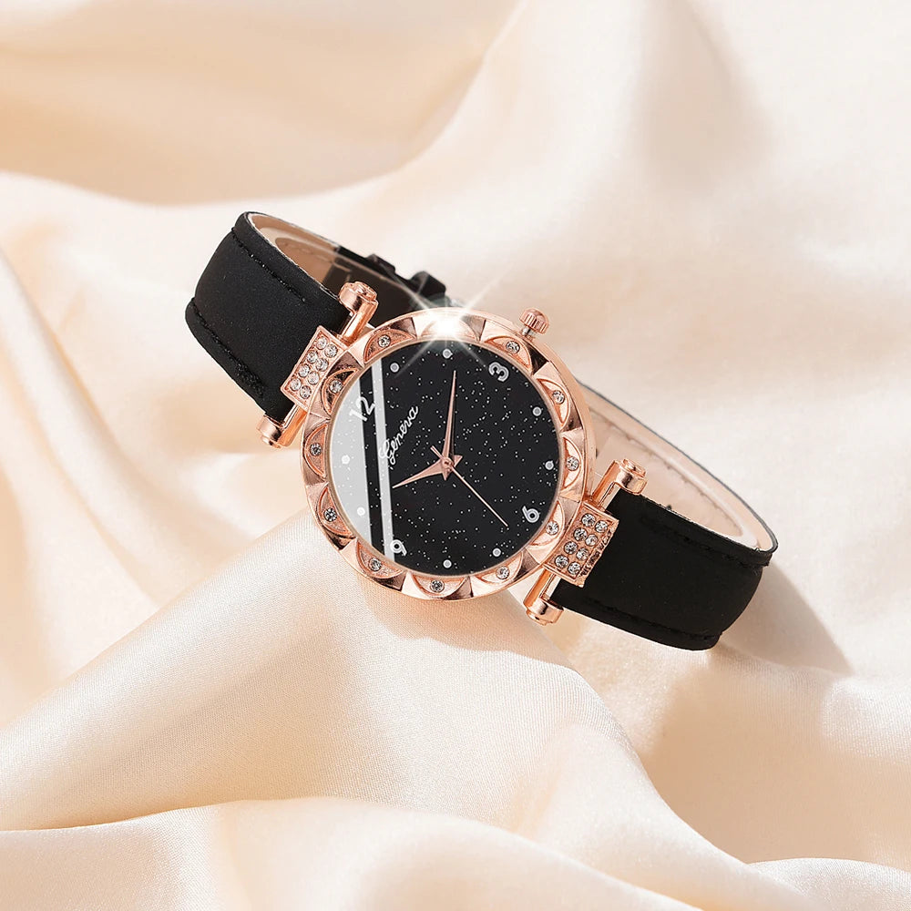 Womens Watch Gift set 5Pcs Set Luxury Rhinestone