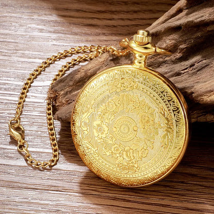 Roman Numerals Quartz Pocket Watch Pendant Clock Chain
