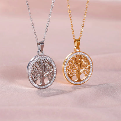 Clear Zircon Tree of Life Necklace