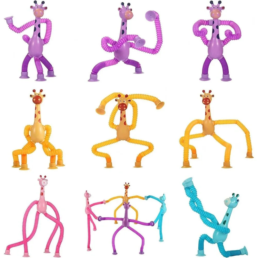 4 Pack of Sensory Telescopic Suction Cup Giraffes