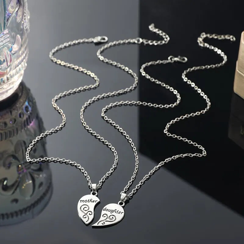 2pcs Antique Silver-plated Necklace for Mother & Daughter