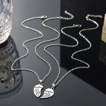 2pcs Antique Silver-plated Necklace for Mother & Daughter