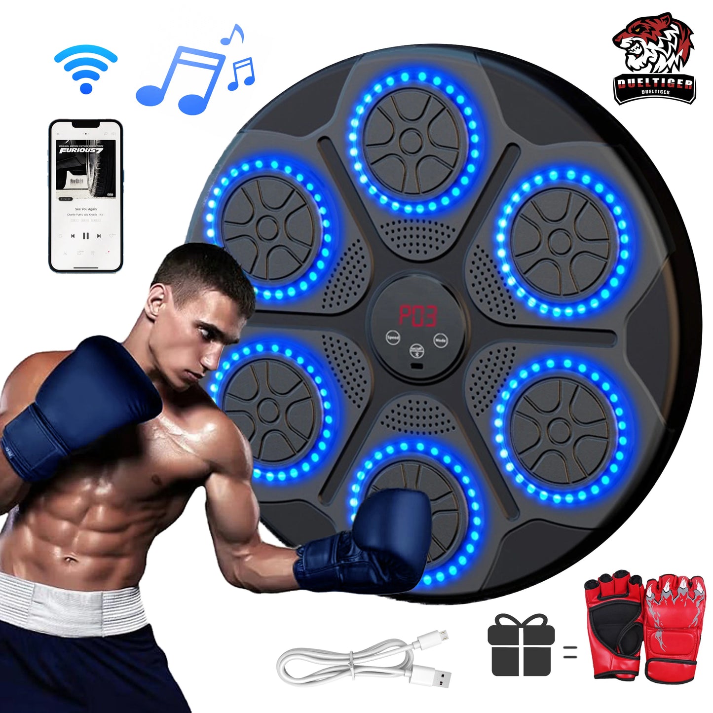 New Music Boxing Machine Smart Bluetooth (for Kids & Adults) + FREE boxing gloves!