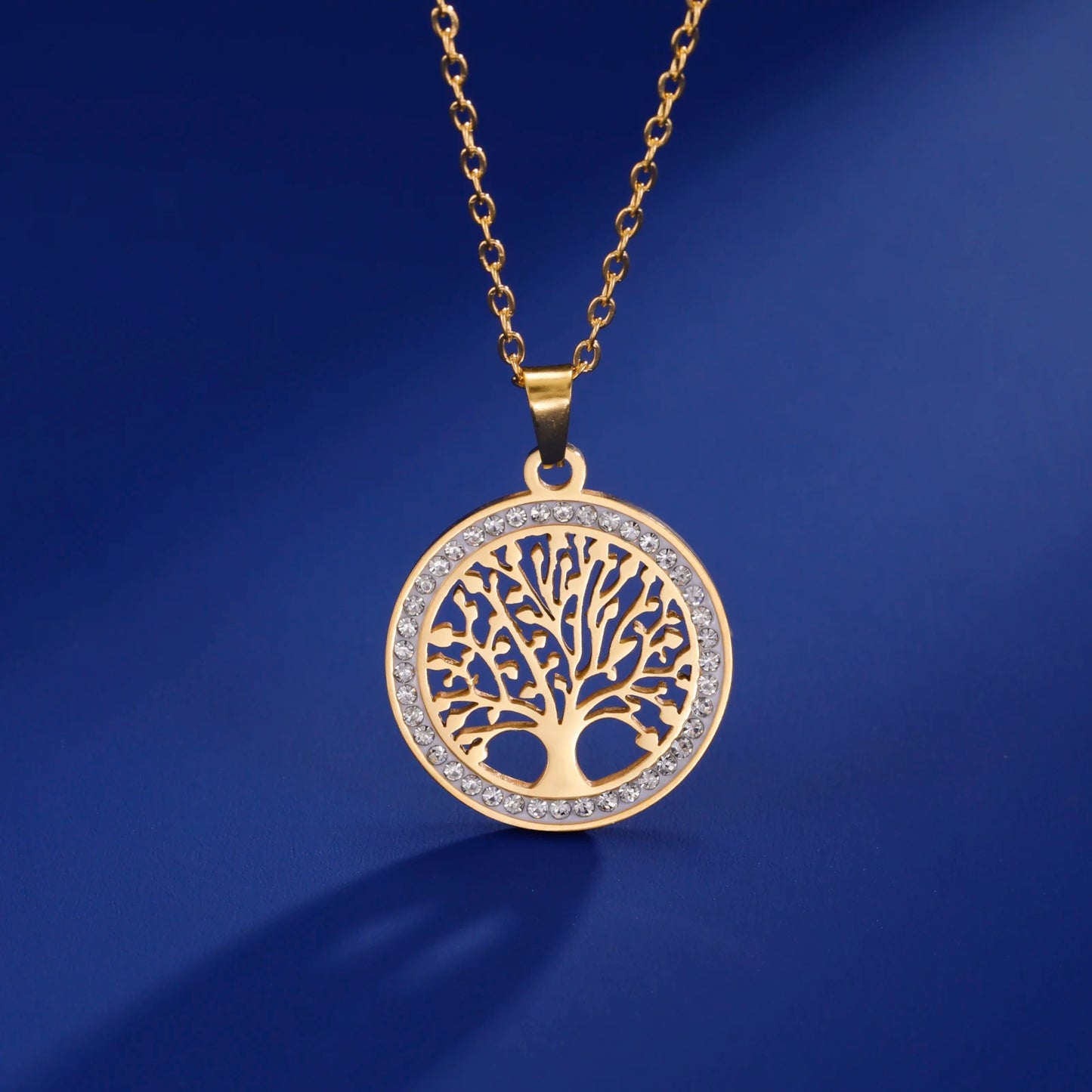 Clear Zircon Tree of Life Necklace